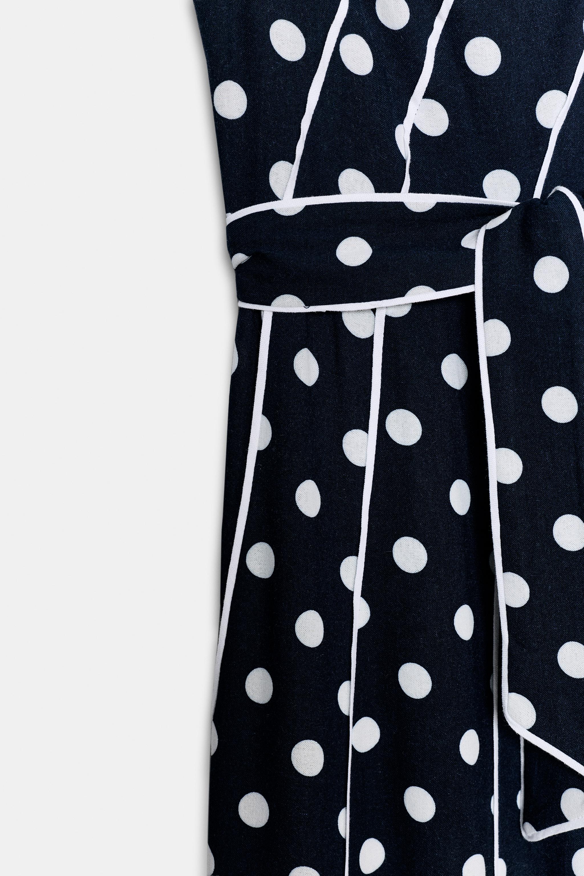 POLKA DOT BELTED MIDI DRESS